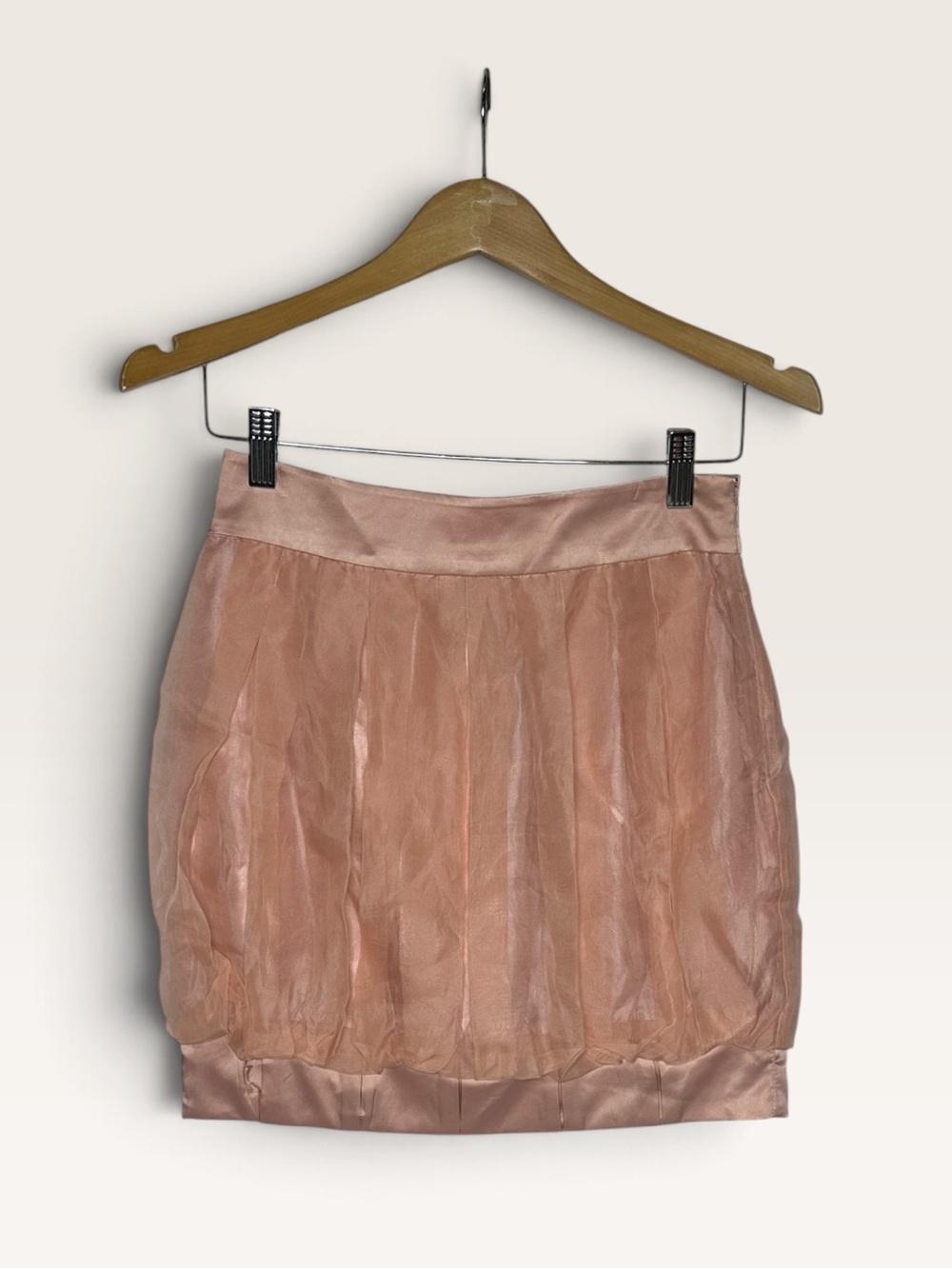 RARE Y2K Twelve by Twelve Los Angeles Silk Bubble Mini Skirt peach S